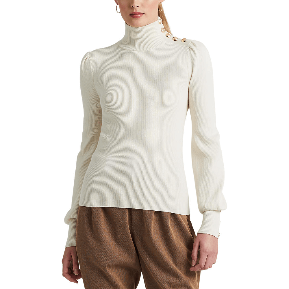 Lauren Ralph Lauren Button-Trim Mockneck Sweater | Jarrolds, Norwich